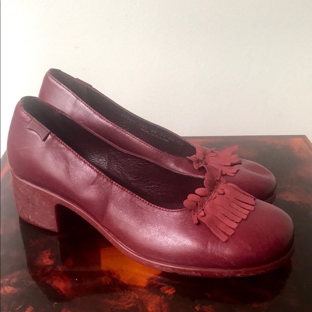 Camper Red Leather People Slip Ons size 39/US8